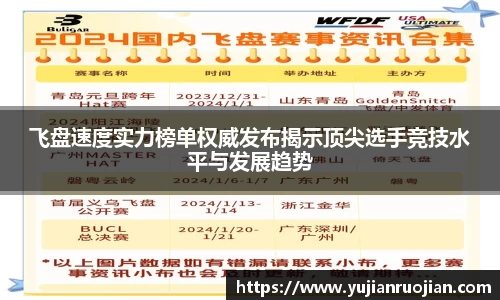 飞盘速度实力榜单权威发布揭示顶尖选手竞技水平与发展趋势